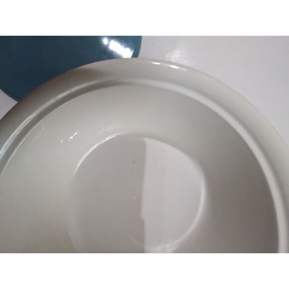Vintage MCM bowl with lid serving soup teal blue lid 9.25 inch bowl - Picture 6 of 9